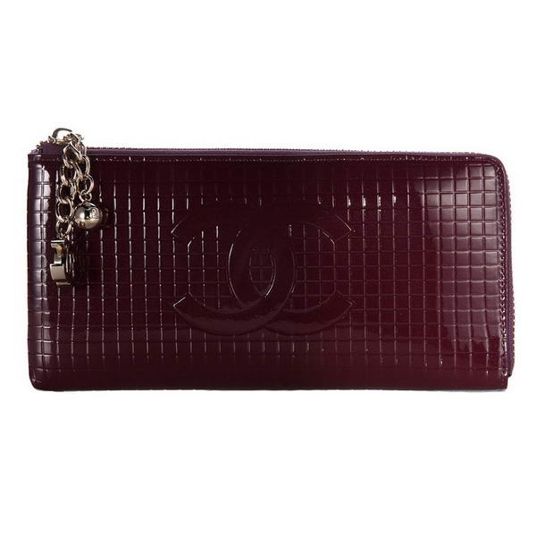 AAA Chanel Leather Long Zipper Wallet A20312 Bordeaux Online